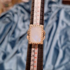 Moonstone Square Statement Ring Size 7 Sterling Silver 925 Big Stone Split Band